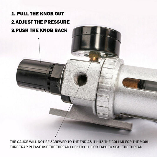 X-BULLAir Compressor Oil Moisture Water Filter Regulator Separator Mount fitting.