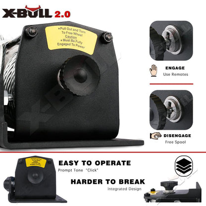 X-BULL Electric Winch 12V 3000LBS Steel Cable Wireless remote ATV UTV Boat Trailer.