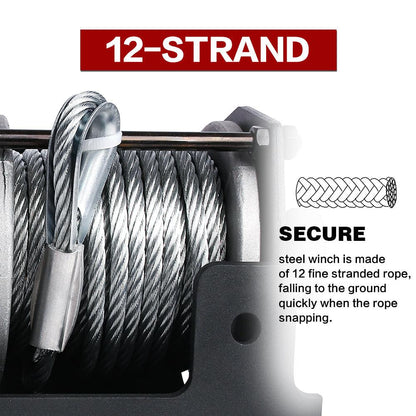 X-BULL Electric Winch 12V 3000LBS Steel Cable Wireless remote ATV UTV Boat Trailer.