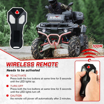 X-BULL Electric Winch 12V 3000LBS Steel Cable Wireless remote ATV UTV Boat Trailer.