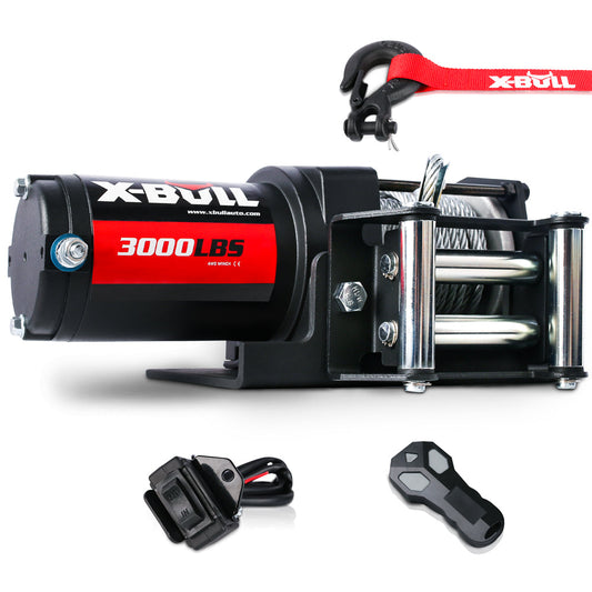 X-BULL Electric Winch 3000lbs/1360kg Wireless 12V Steel Cable ATV 4WD BOAT 4X4.