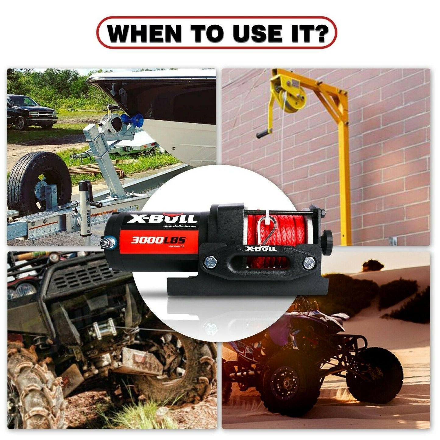 X-BULL 12V Electric Winch Boat 3000LBS Synthetic Rope Wireless Remote ATV 4WD 2 Units.