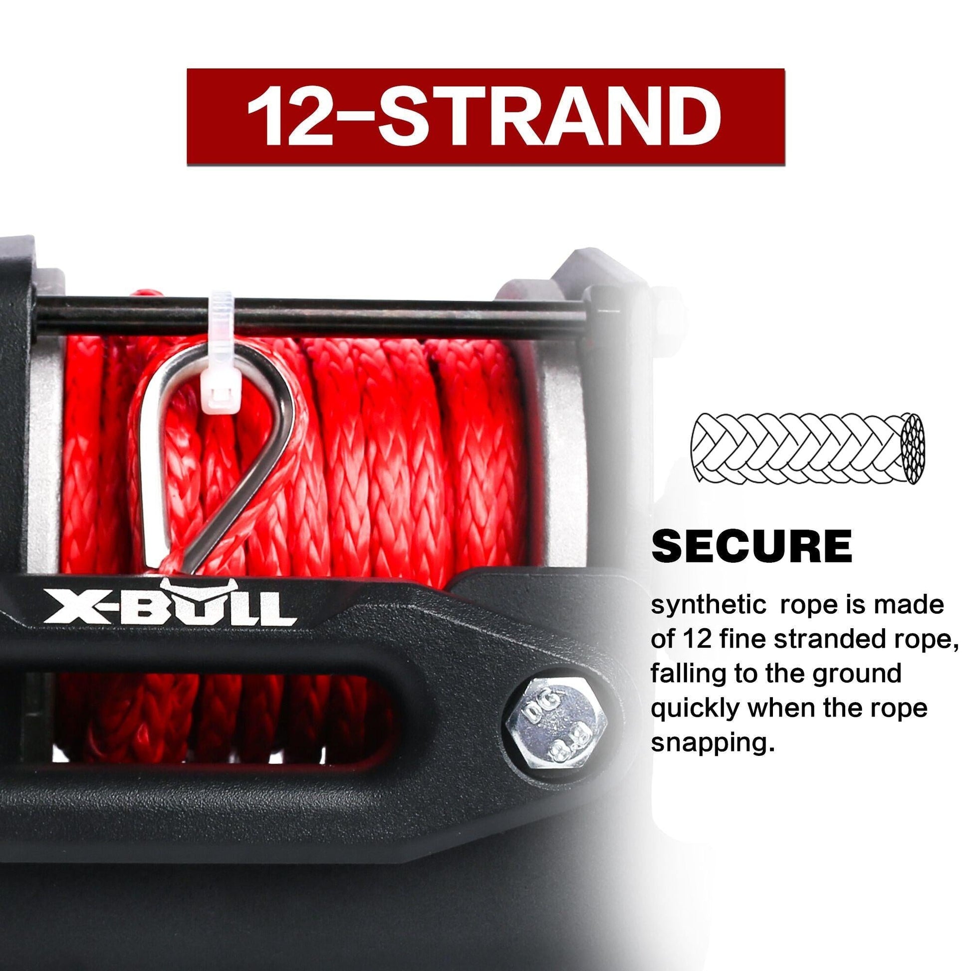 X-BULL 12V Electric Winch Boat 3000LBS Synthetic Rope Wireless Remote ATV 4WD 2 Units.
