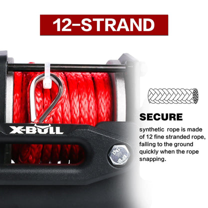 X-BULL 12V Electric Winch Boat 3000LBS Synthetic Rope Wireless Remote ATV 4WD 2 Units.