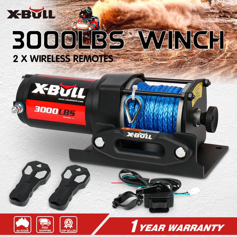 X-BULL Electric Winch 12V 3000LBS Synthetic Rope ATV UTV Boat Trailer With 2 X Wireless remote.