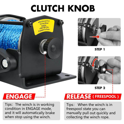 X-BULL Electric Winch 12V 3000LBS Synthetic Rope ATV UTV Boat Trailer With 2 X Wireless remote.