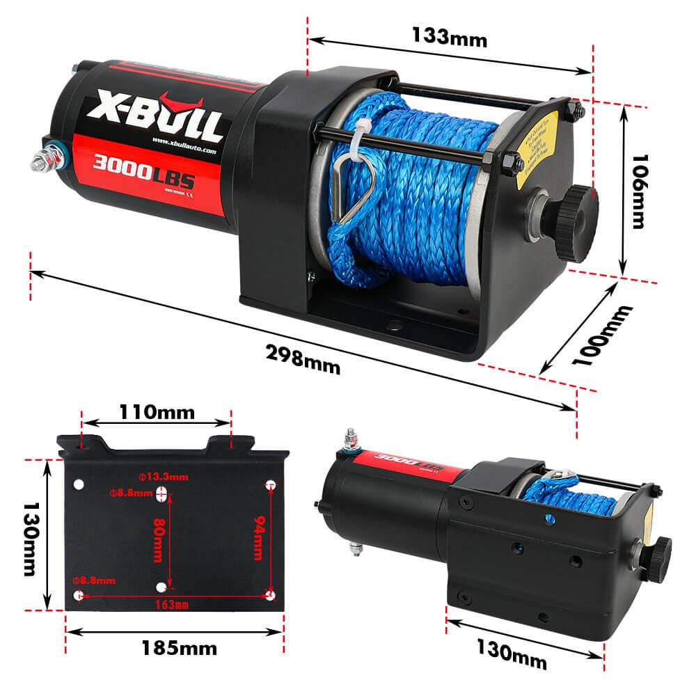 X-BULL Electric Winch 12V 3000LBS Synthetic Rope ATV UTV Boat Trailer With 2 X Wireless remote.