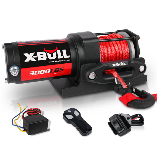 X-BULL Electric Winch 12V 3000LBS Synthetic Rope Wireless remote ATV UTV Boat Trailer.
