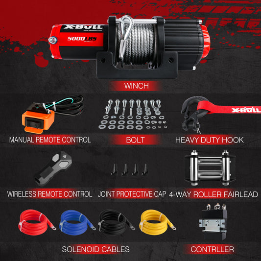 X-BULL Electric Winch 12V 5000LBS Wireless 15.2M Steel Cable ATV UTV 4WD Boat.