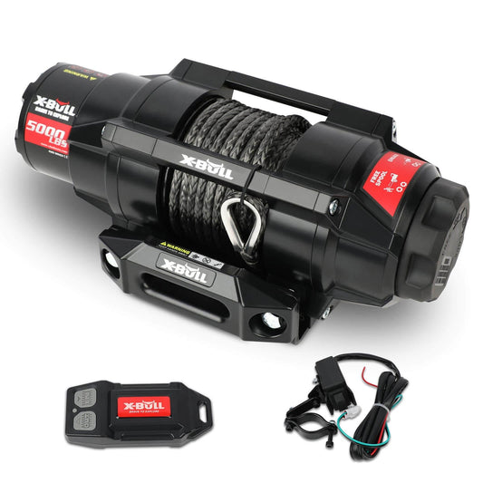X-BULL 5000LBS Electric Winch 12V Synthetic Rope ATV UTV Boat Upgraded version.