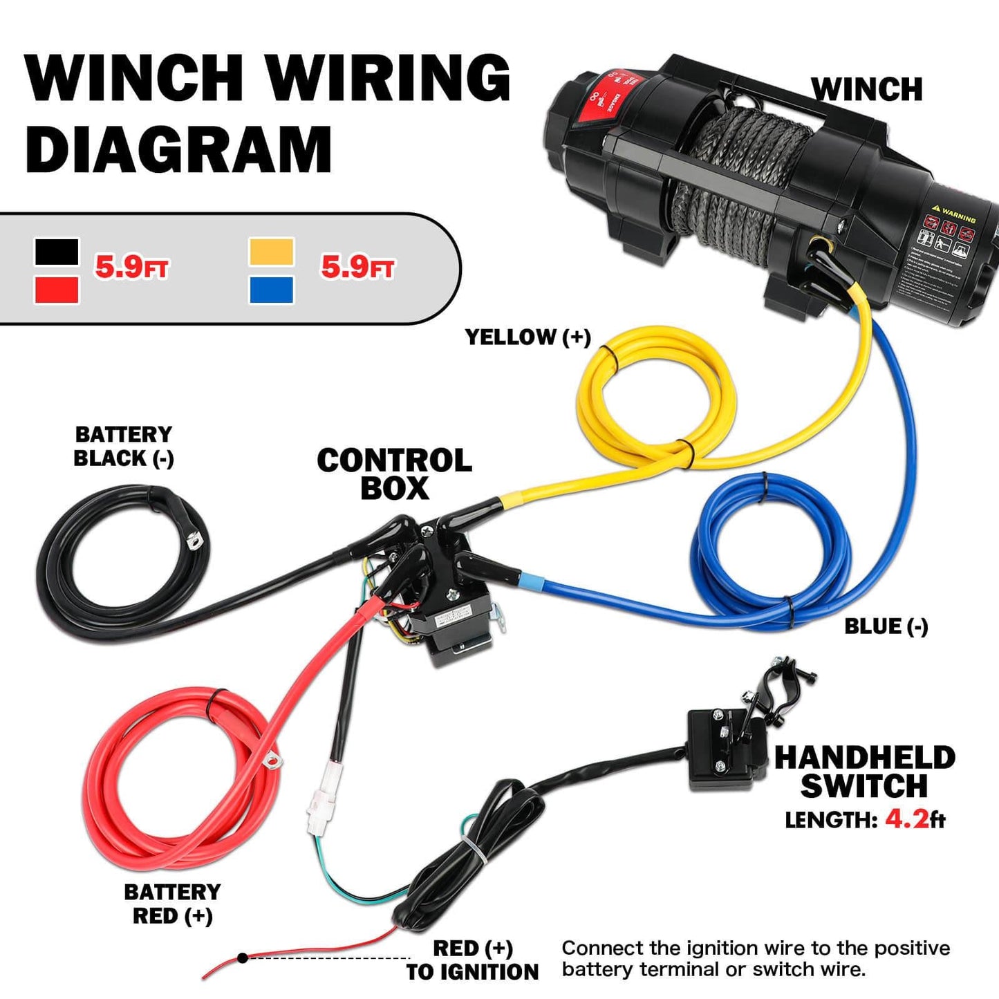 X-BULL 5000LBS Electric Winch 12V Synthetic Rope ATV UTV Boat Upgraded version.