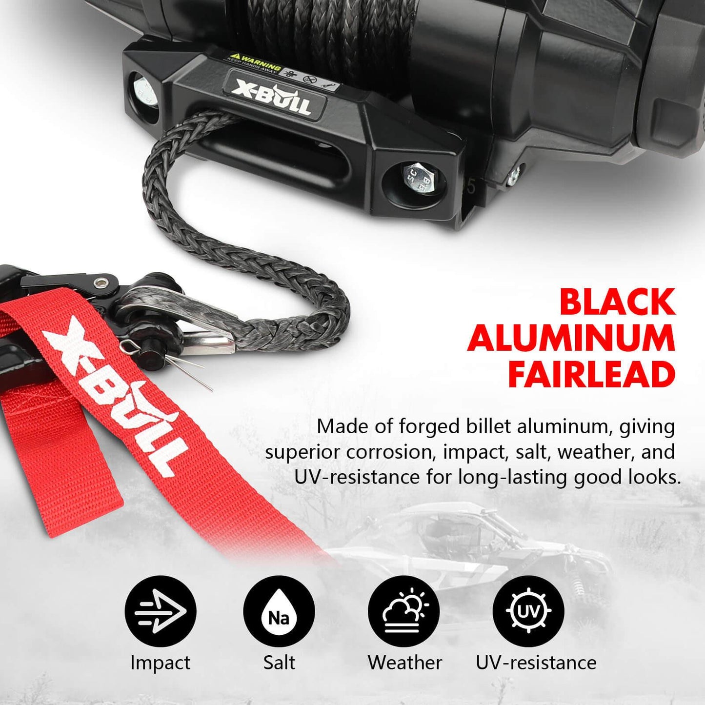X-BULL 5000LBS Electric Winch 12V Synthetic Rope ATV UTV Boat Upgraded version.