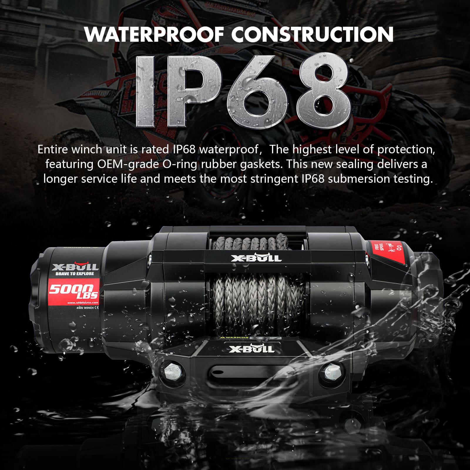 X-BULL 5000LBS Electric Winch 12V Synthetic Rope ATV UTV Boat Upgraded version.
