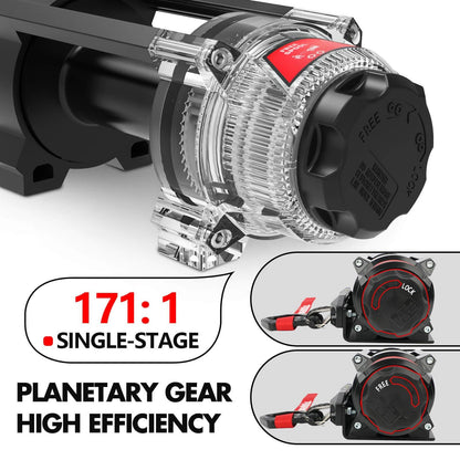 X-BULL 5000LBS Electric Winch 12V Synthetic Rope ATV UTV Boat Upgraded version.