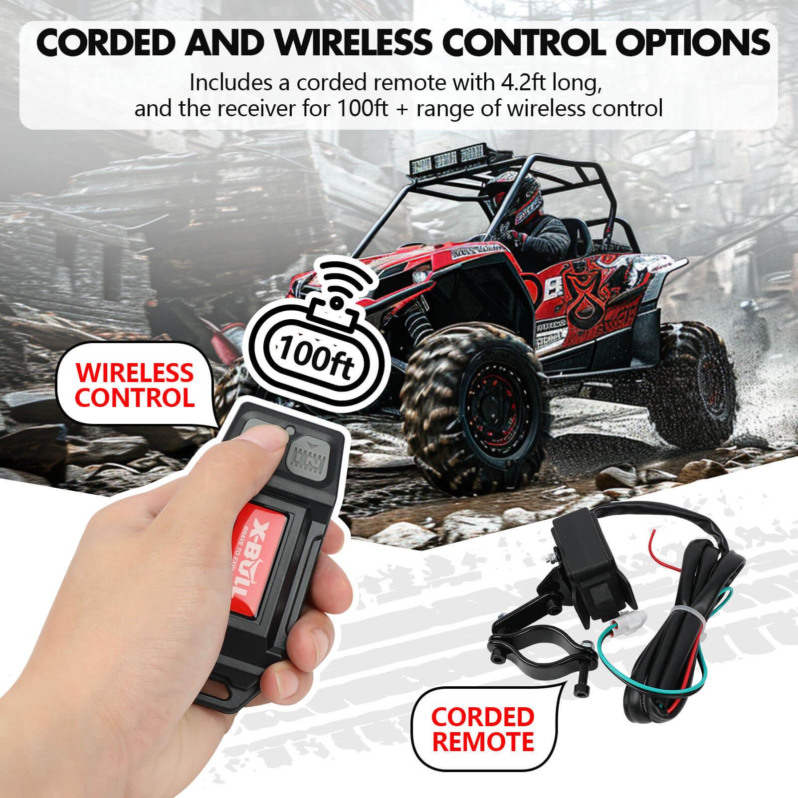 X-BULL 5000LBS Electric Winch 12V Synthetic Rope ATV UTV Boat Upgraded version.