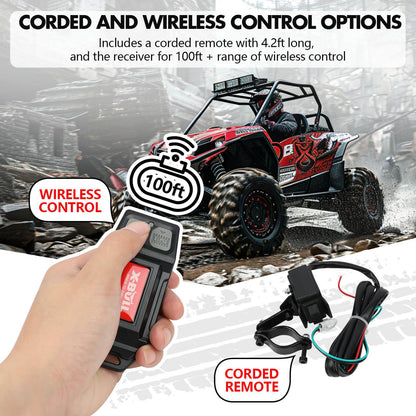 X-BULL 5000LBS Electric Winch 12V Synthetic Rope ATV UTV Boat Upgraded version.