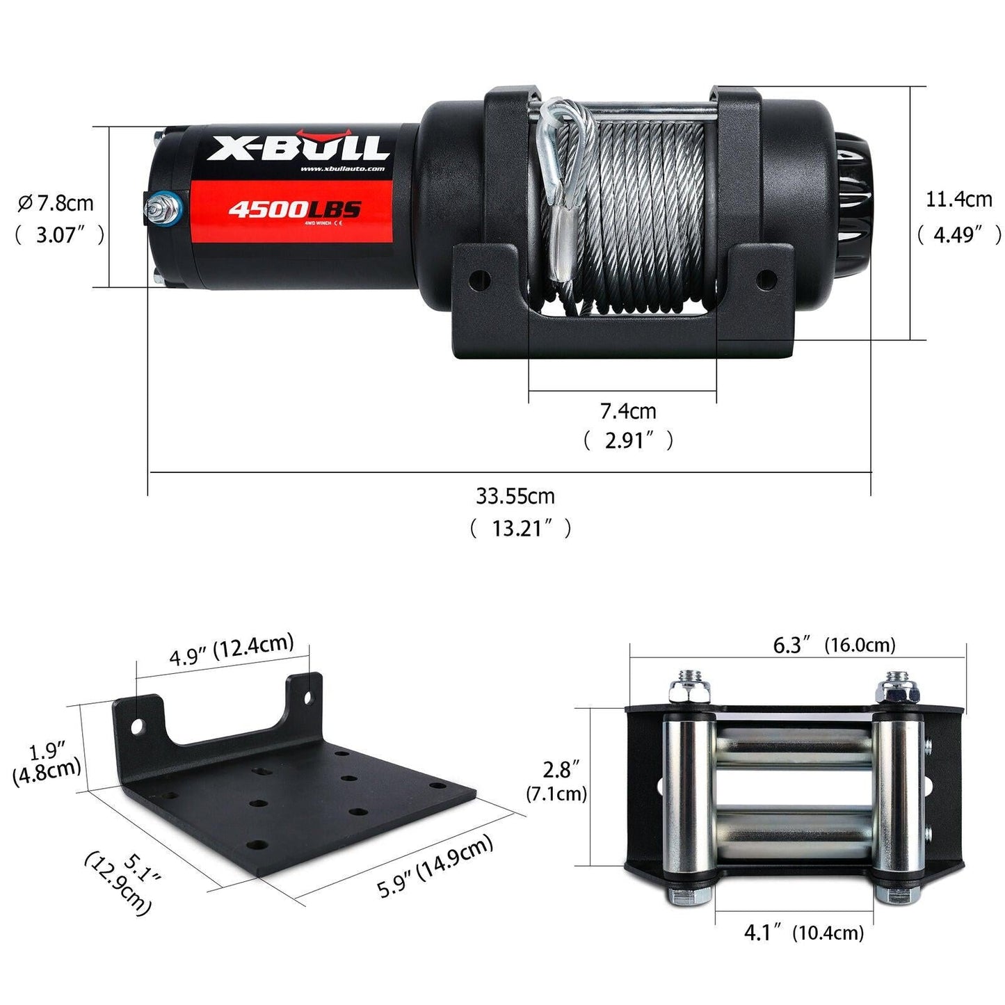 X-BULL Electric Winch 4500LBS/2041KG Steel Cable Wireless Remote Boat ATV 4WD.