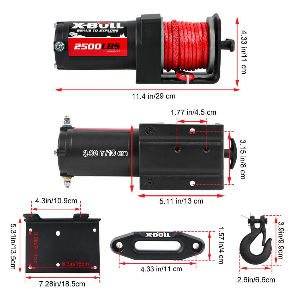 X-BULL 12V Electric Winch 2500LBS Synthetic Rope 15.2M ATV Boat Winch Trailer.