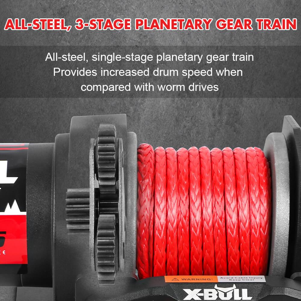 X-BULL 12V Electric Winch 2500LBS Synthetic Rope 15.2M ATV Boat Winch Trailer.
