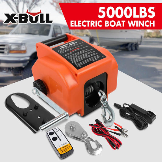 X-BULL 12V Electric Boat Winch 5000LBS Portable Wireless Remote Trailer Winch Steel Cable.