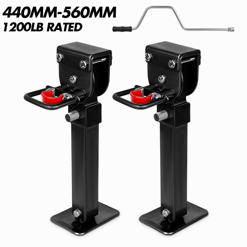 X-BULL Drop Down Legs 440MM- 560MM Trailer Steel Legs Caravan Corner 1200LBS Black.