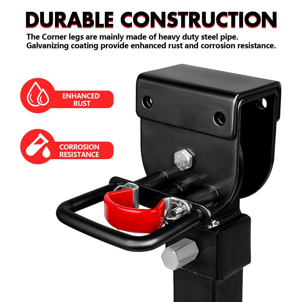 X-BULL Drop Down Legs 440MM- 560MM Trailer Steel Legs Caravan Corner 1200LBS Black.