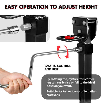 X-BULL Drop Down Legs 440MM- 560MM Trailer Steel Legs Caravan Corner 1200LBS Black.