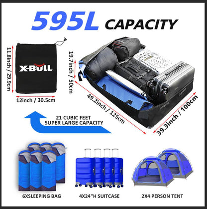 X-BULL Waterproof Car Roof Cargo Bag 595L Top Rack Carrier Luggage Storage Cube.
