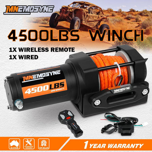 Electric Winch 4500lbs Winch Synthetic Rope Wireless Towing Trailer ATV Winch UTV Winch 4WD.