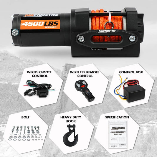 Electric Winch 4500lbs Winch Synthetic Rope Wireless Towing Trailer ATV Winch UTV Winch 4WD.