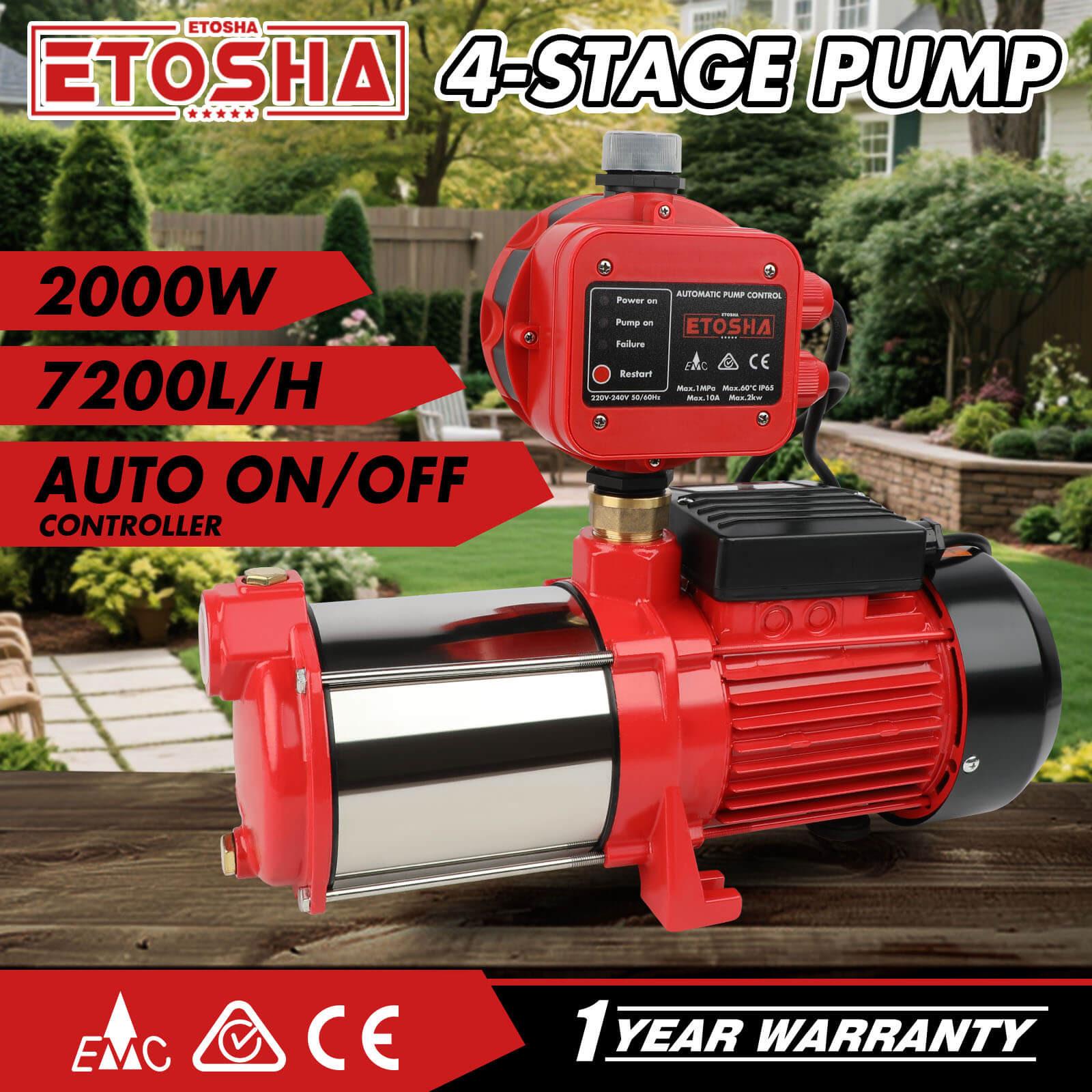 ETOSHA 2000W Garden Water Pump High Pressure 4-Stage Tank Irrigation Water Pump.