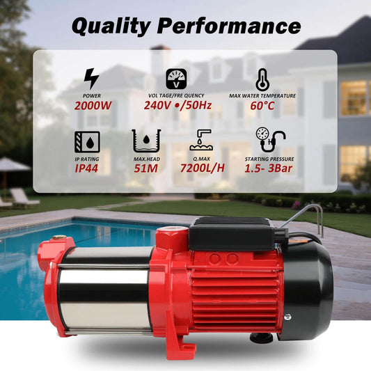 ETOSHA 2000W Garden Water Pump High Pressure 4-Stage Tank Irrigation Water Pump.