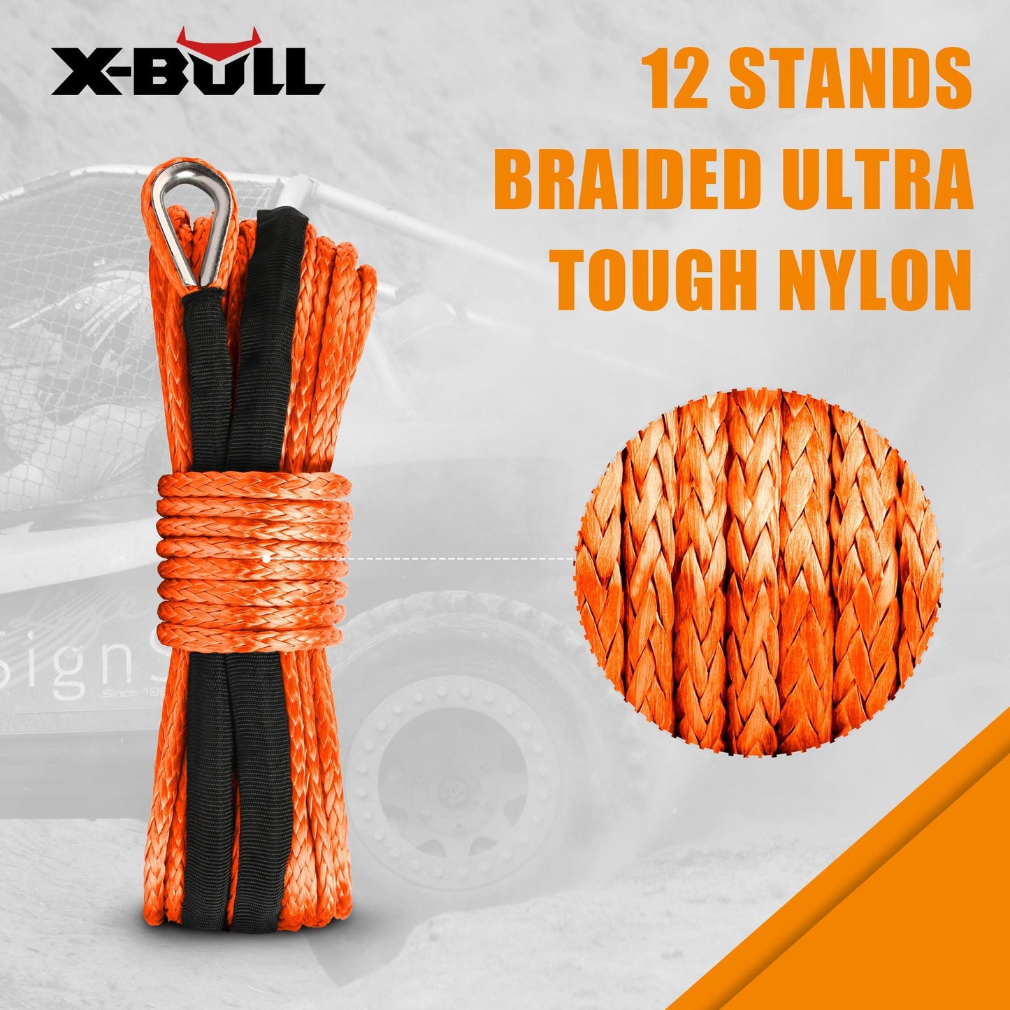 X-BULL Winch Rope Dyneema Synthetic Rope 5.5mm x 13m Tow Recovery Offroad 4wd.