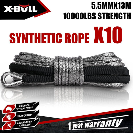 X-BULL Synthetic Dyneem Rope 5.5MM x 13M SK75 Car Tow Recovery Winch Cable Line.