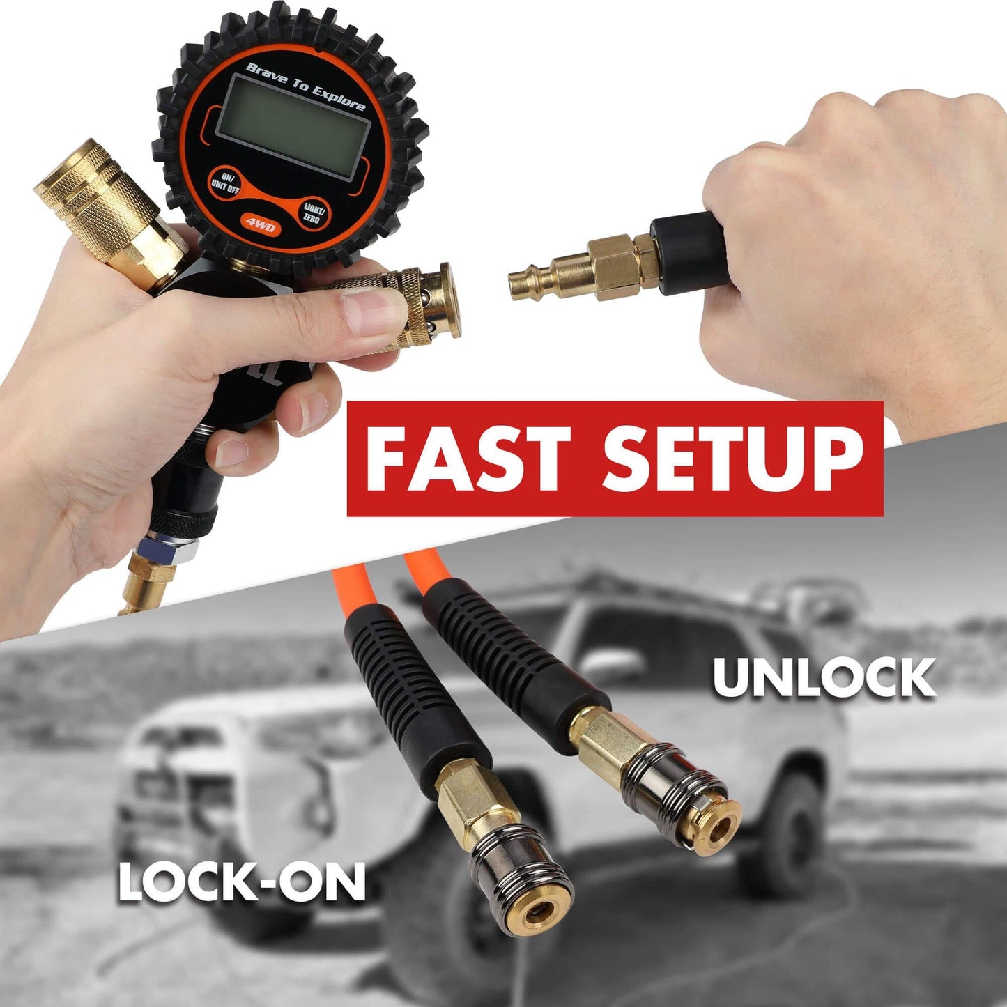 X-BULL 4 Tire Inflation Indeflate Digital 4 Hose 4 Tire Inflation Tyre Deflation System Equalizer.
