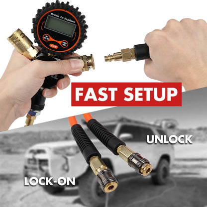 X-BULL 4 Tire Inflation Indeflate Digital 4 Hose 4 Tire Inflation Tyre Deflation System Equalizer.
