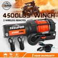 ZESUPER 4500lb Electric Winch 12V Synthetic Rope Boat Winch ATV Winch Kit Boat Winch UTV 4WD Wireless RemoteX2 Black.