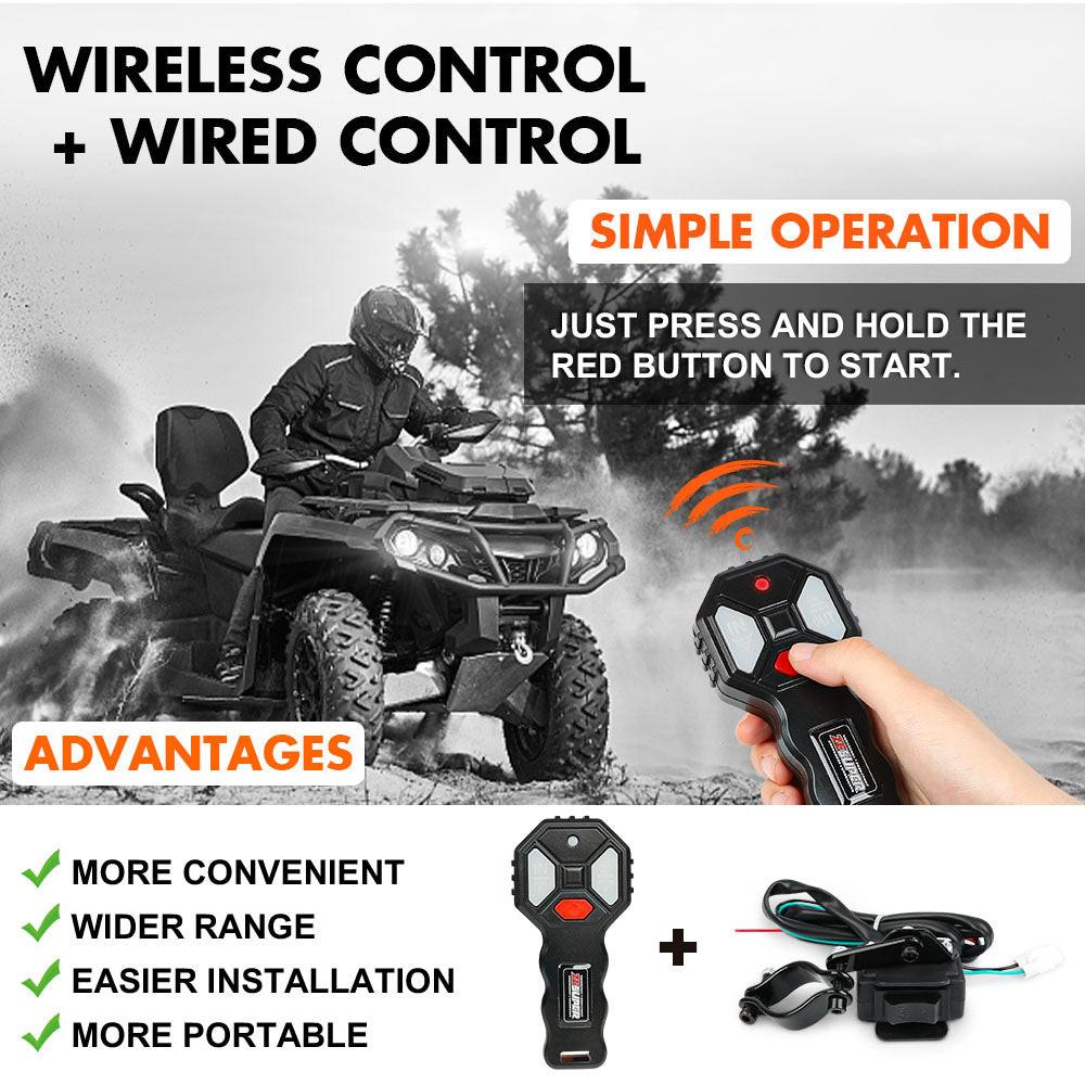 ZESUPER 12V Electric Winch 2500lbs Synthetic Rope Wireless Remote ATV UTV BOAT.