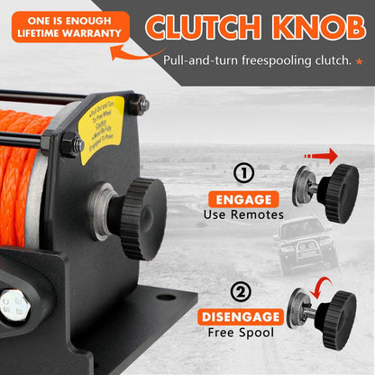 ZESUPER 12V Electric Winch 3000lbs Synthetic Rope Wireless Remote ATV UTV BOAT.
