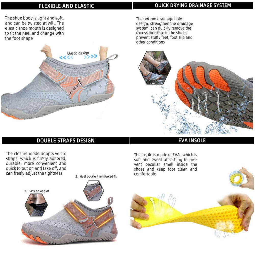 Men Women Water Shoes Barefoot Quick Dry Aqua Sports Shoes - Black Size EU39 = US6.