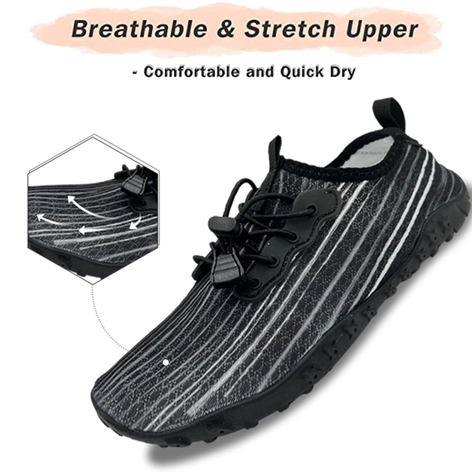 Water Shoes for Men and Women Soft Breathable Slip-on Aqua Shoes Aqua Socks for Swim Beach Pool Surf Yoga (Black Size US 9.5).