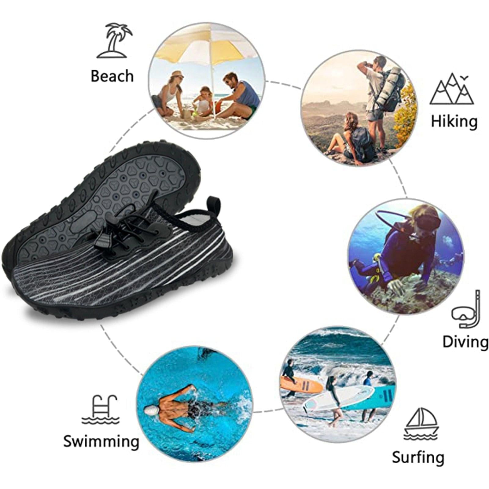 Water Shoes for Men and Women Soft Breathable Slip-on Aqua Shoes Aqua Socks for Swim Beach Pool Surf Yoga (Black Size US 9.5).