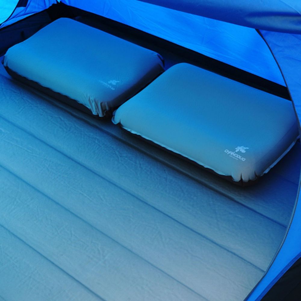 Self Inflating Camping Pillow with Ergonomic 4D Support - Blue.