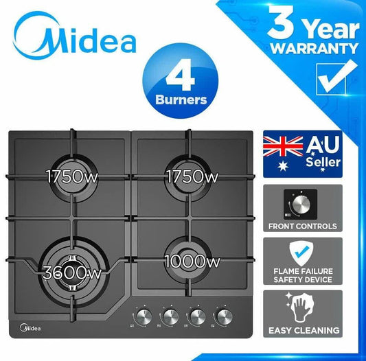 Gas Glass Cooktop 60cm Black.