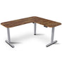 FORTIA Corner Standing Desk, 160x140cm, 72-118cm Sit to Stand Up Electric Height Adjustable, Walnut Style Desktop/Silver Frame