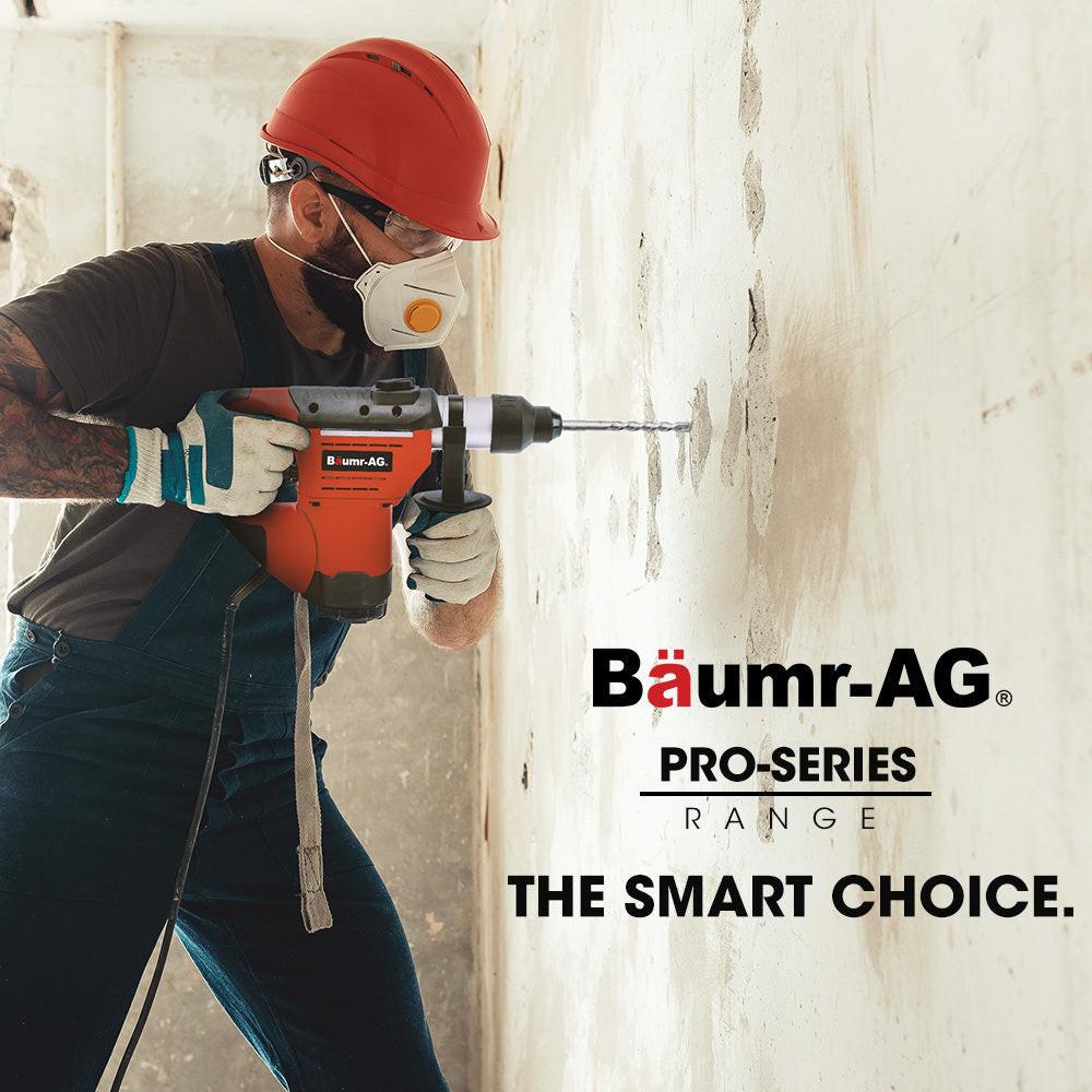 Baumr-AG 1500W Pro-Grade Electric Rotary Jackhammer Hammer Drill, with 2 Bonus Chisels, 3 Drill Bits.