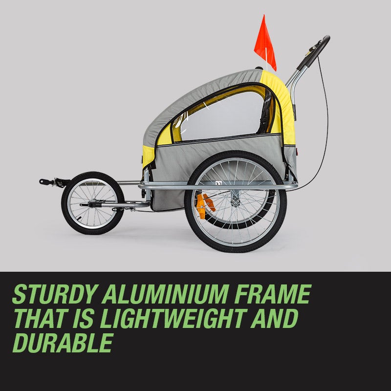 Tag-along Kids Bike Trailer Bicycle Pram Stroller Children Jogger Yellow.