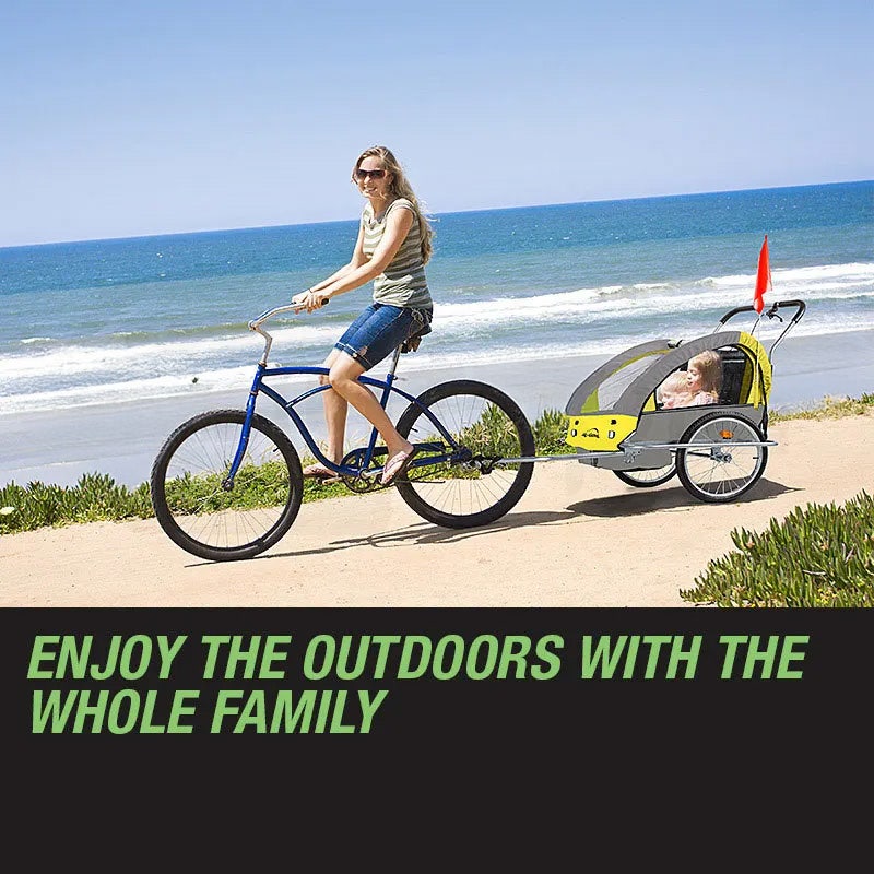 Tag-along Kids Bike Trailer Bicycle Pram Stroller Children Jogger Yellow.