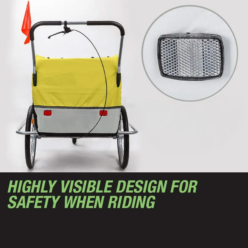 Tag-along Kids Bike Trailer Bicycle Pram Stroller Children Jogger Yellow.