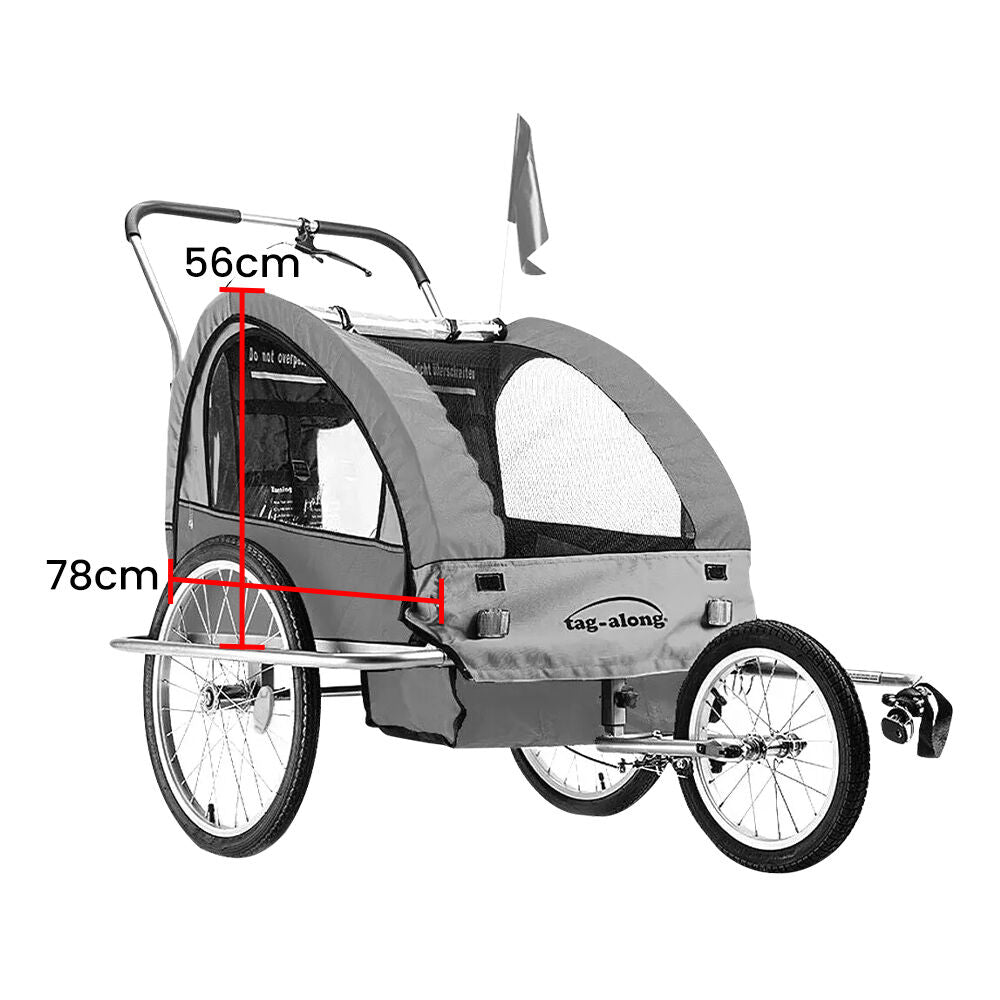 Tag-along Kids Bike Trailer Bicycle Pram Stroller Children Jogger Yellow.